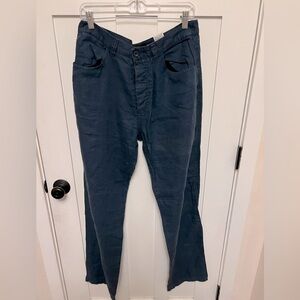 Next 100% Linen Mens Blue Casual Pants Button Fly 32 Straight Leg